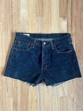 LEVI’S 501 women’s diy cutoff denim shorts button fly dark wash indigo size 30